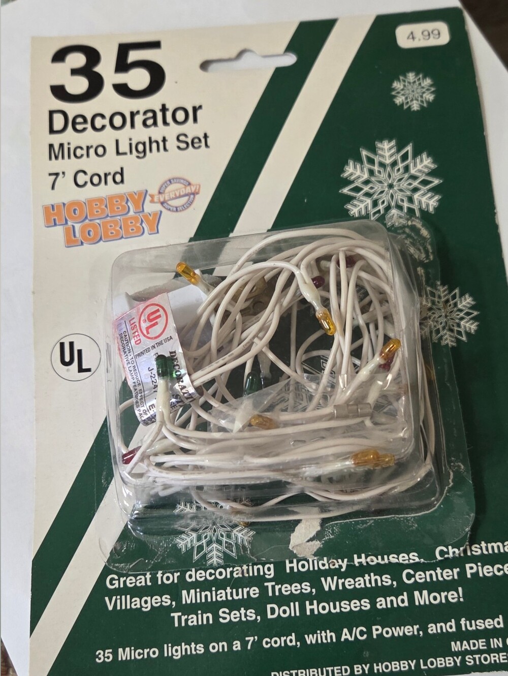 Vintage 90s hobby lobby Village Collection 20 Mini Lights Multi Color